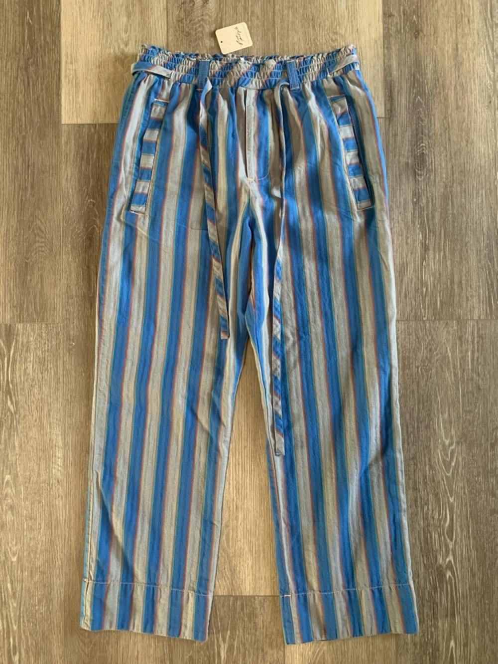 Free People Marielle Striped Pull-On Pants NWT Blue - Picture 5 of 12